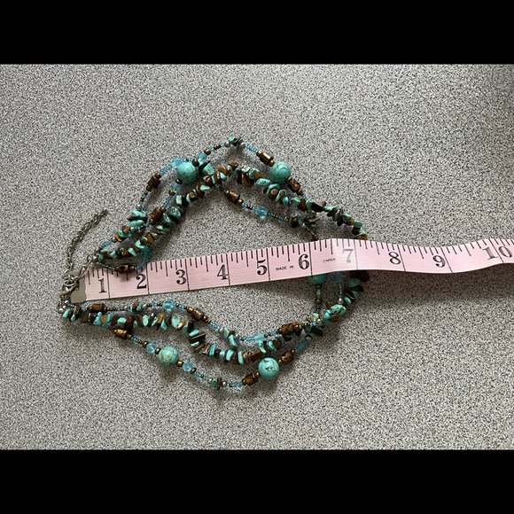 Vintage Green & Bronze Beaded Necklace - Picture 4 of 4